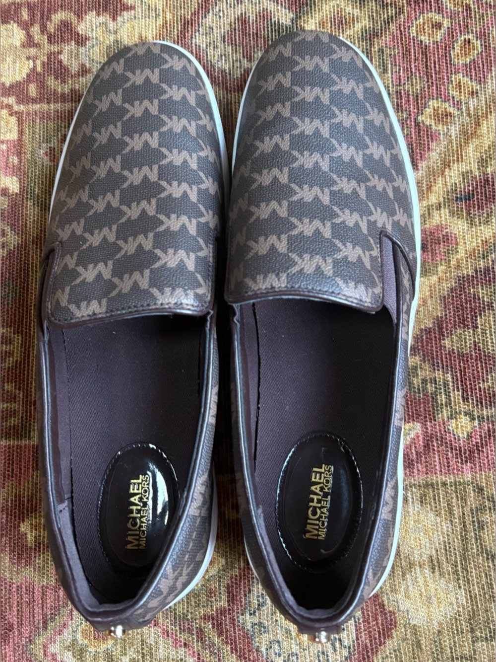 Michael Kors Unisex Slip-On Logo Loafers in Brown Size 11 - Picture 3 of 5